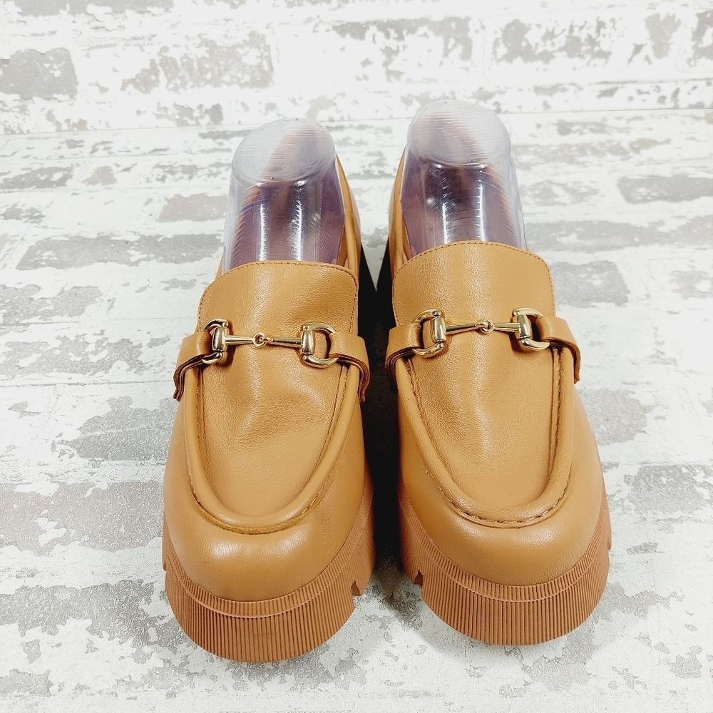 New BCBGeneration Raylin Brown Leather Chunky Sole Slip On Loafers O690 - Picture 3 of 13